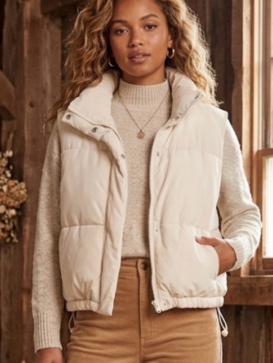 Love Tree Jackets & Blazers - Love Tree Cream Quilted Puffer Vest